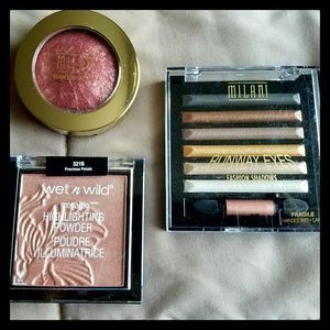 Milani & Wet n Wild Highlighter, Blush, Eyeshadow